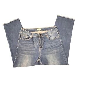 Bleu Denim Jeans Size 12‎ Blue Straight Leg Rough Hem Great Stretch Casual Wear